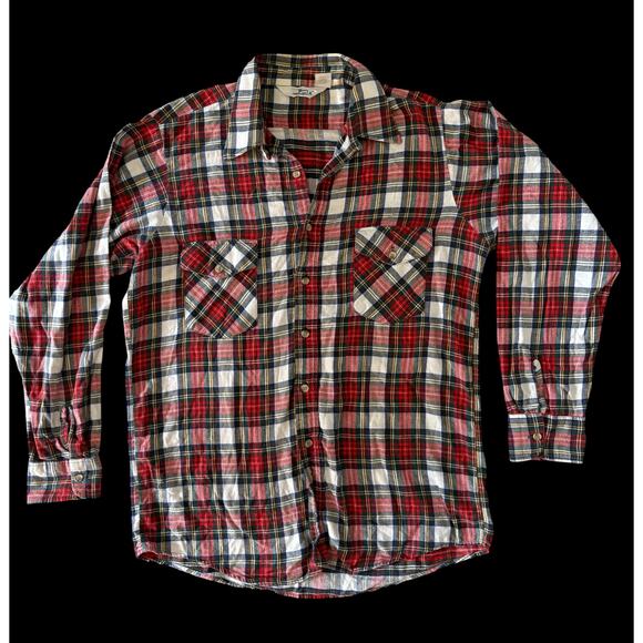 Vintage Woolrich Plaid Flannel Button Up Size Large USA - Picture 1 of 5
